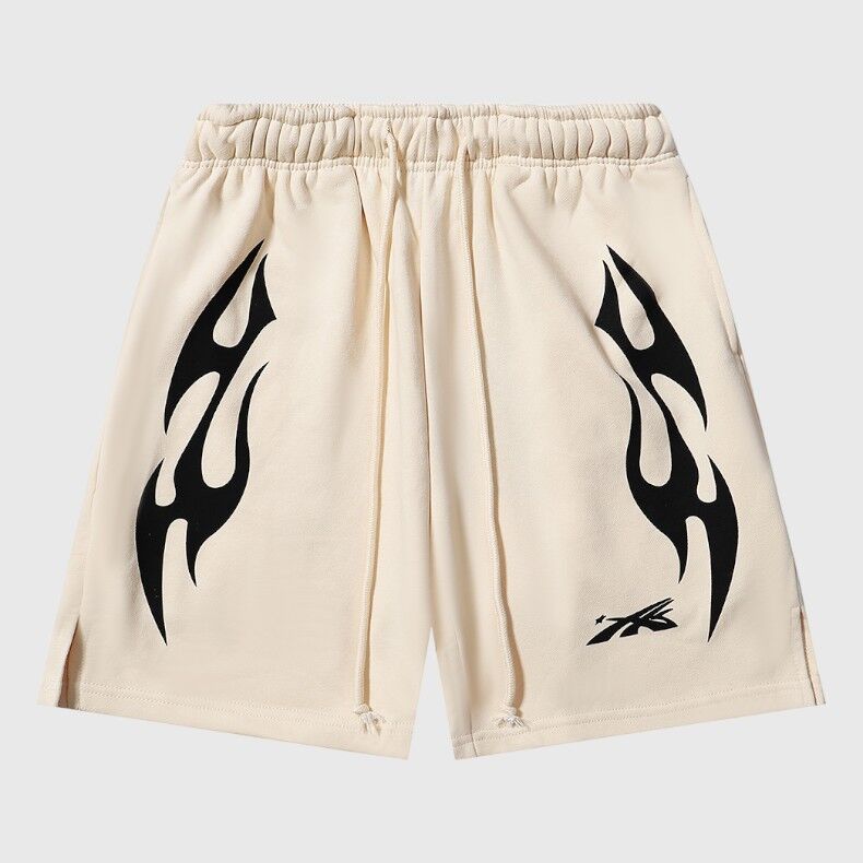 Hellstar Sports Flame Shorts Biege - Image 1