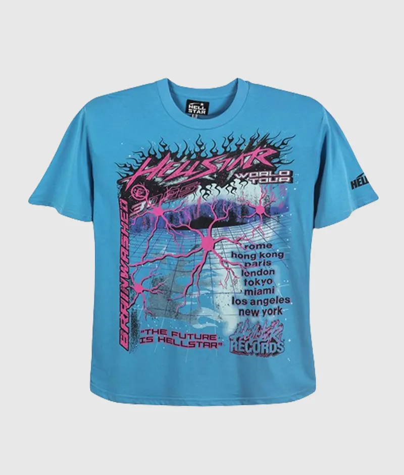 Hellstar Future Short Sleeve Tee Shirt Blue - Image 1