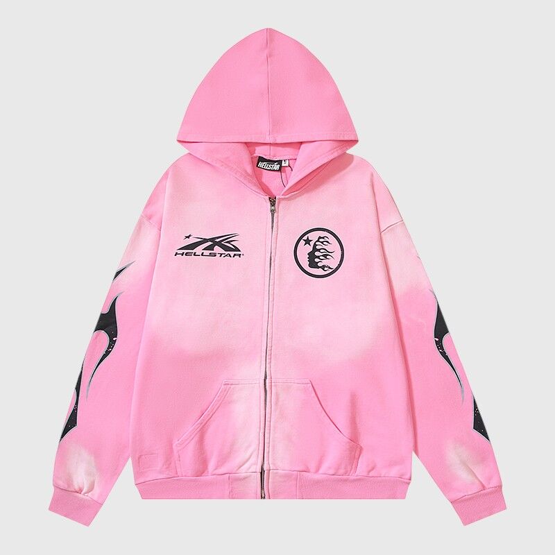Hellstar Sports Zip-Up Hoodie Pink - Image 1