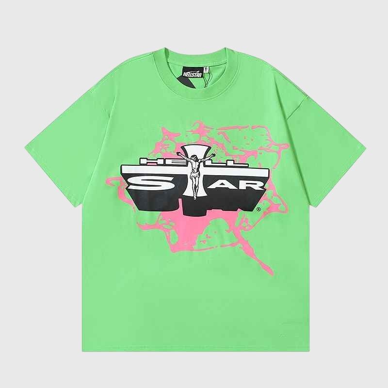 Hellstar Studios Jesus Emblem Lime T-Shirt - Image 1